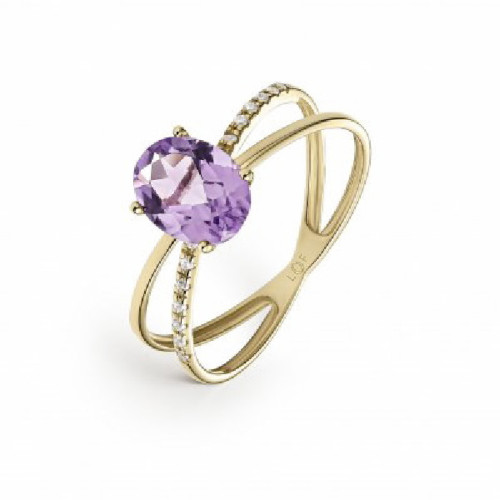 ANILLO LITTA FIORE ORO Y AMATISTA MORADA - LRN-204-008-16