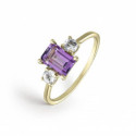 ANILLO LITTA FIORE ORO Y AMATISTA MORADA RECTANGULAR - LRN-274-037-16