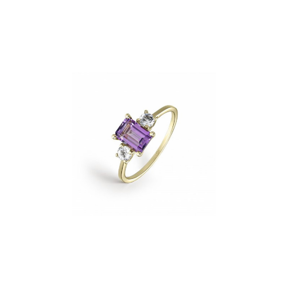 ANILLO LITTA FIORE ORO Y AMATISTA MORADA RECTANGULAR - LRN-274-037-16