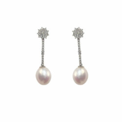 PENDIENTES COMPROMISO ORO BLANCO PERLA COLGANTES - 154-137-1A