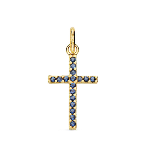 CRUZ DE ORO CIRCONITAS AZULES