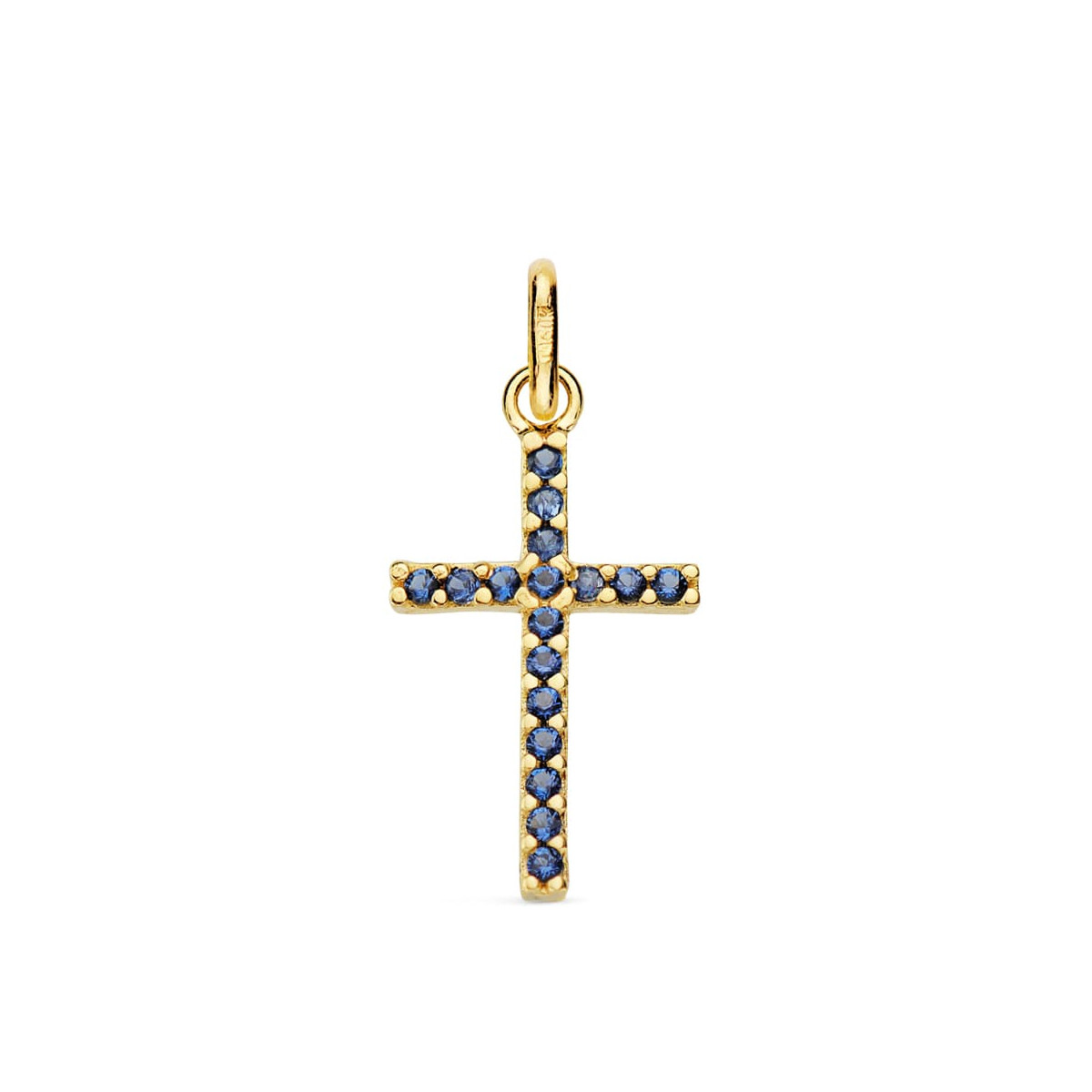 CRUZ DE ORO CIRCONITAS AZULES