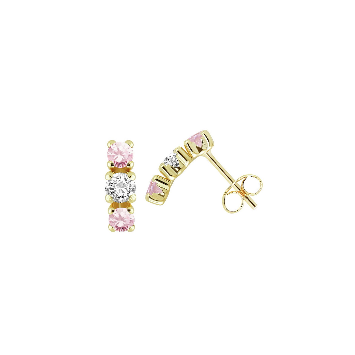 PENDIENTES DE ORO TREPADORES ROSA - 3253