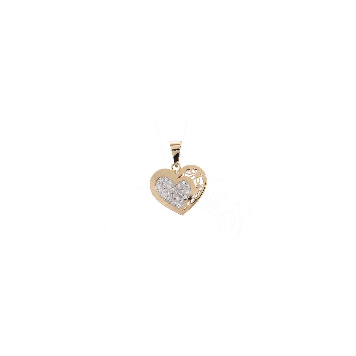 COLGANTE DE ORO CORAZON DOBLE BICOLOR - 219-328-2